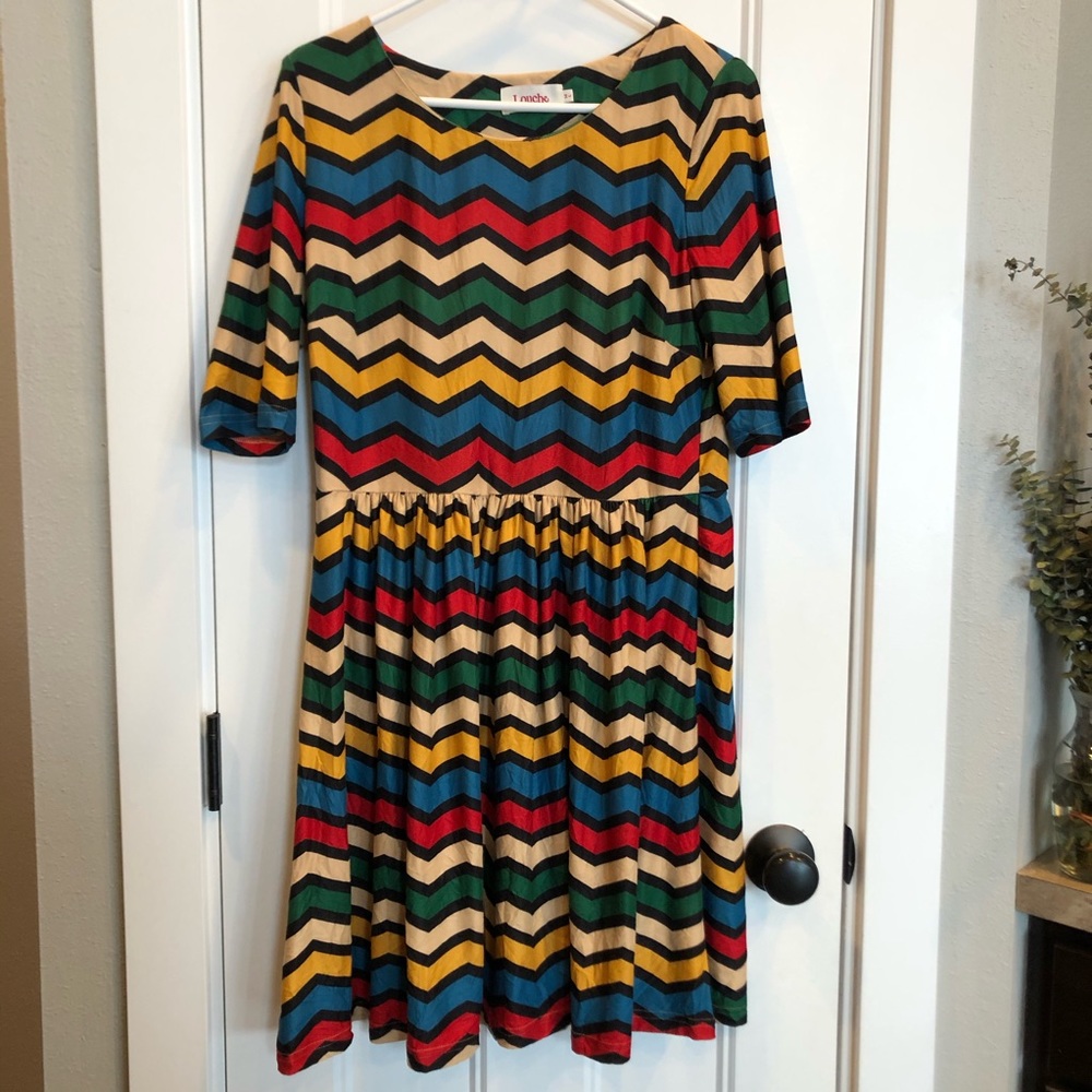 (Louche) Rainbow Zigzag Striped Dress - Women’s SIZE 14